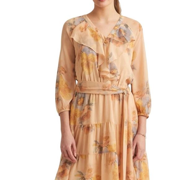 Lauren Ralph Lauren Women’s Floral Flowy Georgette Tiered Short Garden Dress 4 - Picture 3 of 16